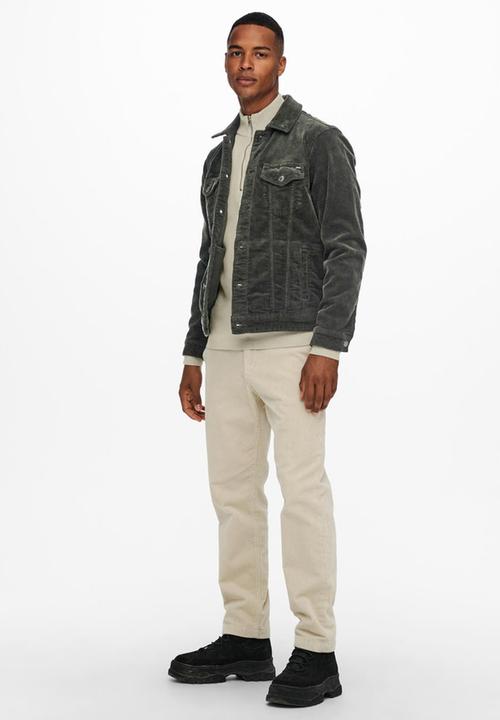 Only & Sons - Coin corduroy trucker jacket - peat