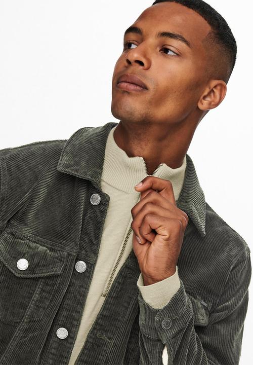 Only & Sons - Coin corduroy trucker jacket - peat