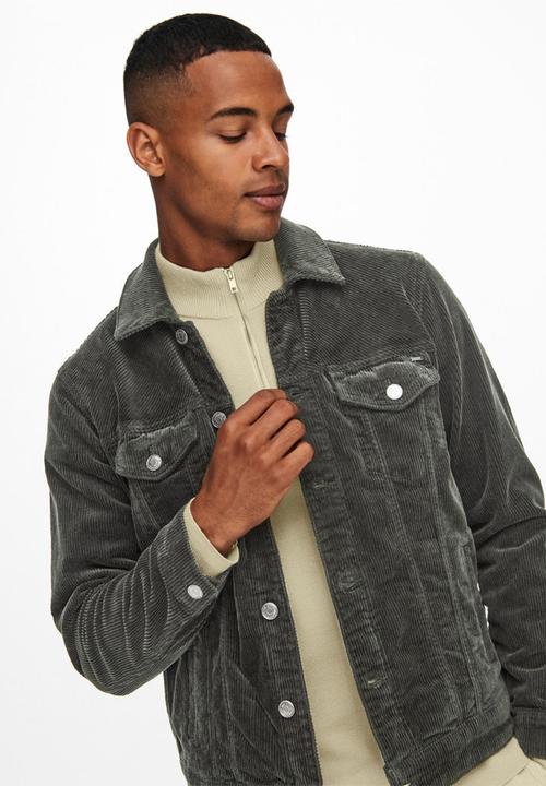 Only & Sons - Coin corduroy trucker jacket - peat