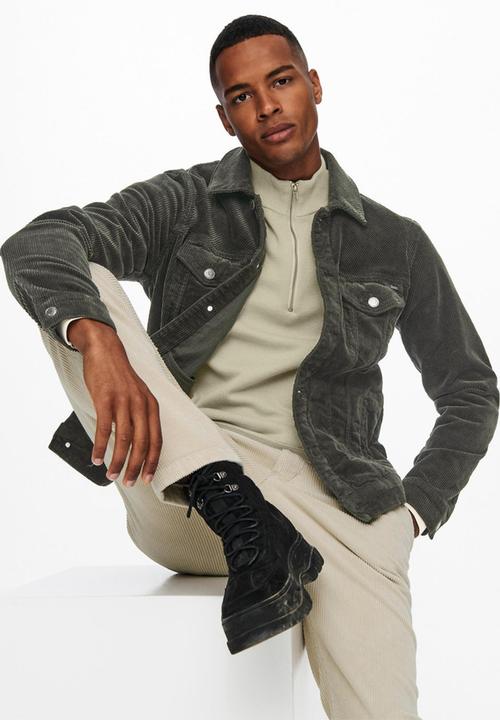 Only & Sons - Coin corduroy trucker jacket - peat