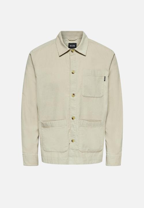 Only & Sons - Niles cord overshirt - stone