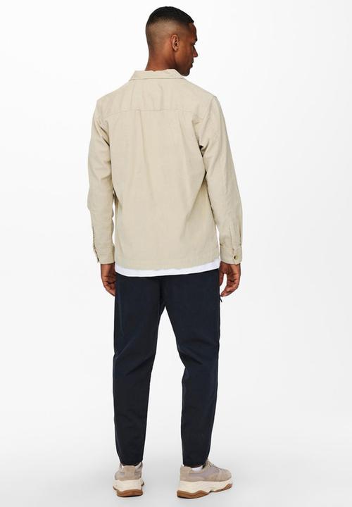 Only & Sons - Niles cord overshirt - stone