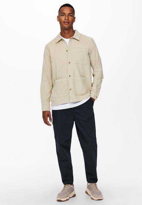 Only & Sons - Niles cord overshirt - stone