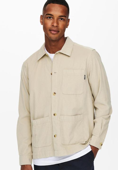 Only & Sons - Niles cord overshirt - stone