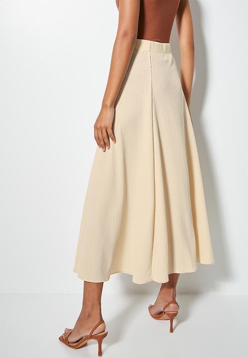 VELVET - Fluted maxi skirt - neutral