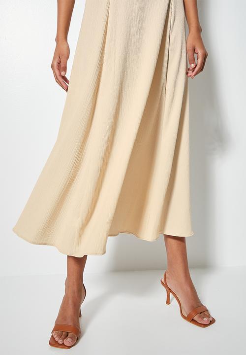 VELVET - Fluted maxi skirt - neutral