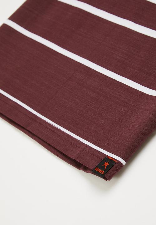 SOVIET - B mason v-neck yarn dye stripe tee - brick