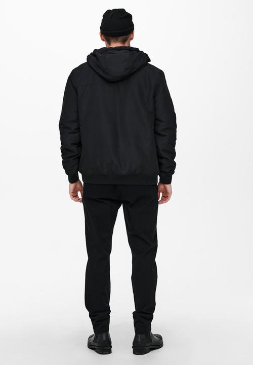 Only & Sons - Mason hooded jacket - black