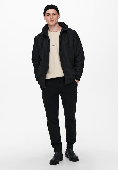 Only & Sons - Mason hooded jacket - black
