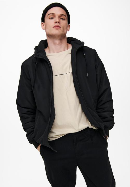 Only & Sons - Mason hooded jacket - black