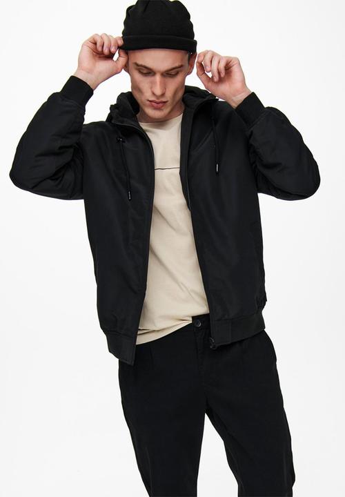 Only & Sons - Mason hooded jacket - black
