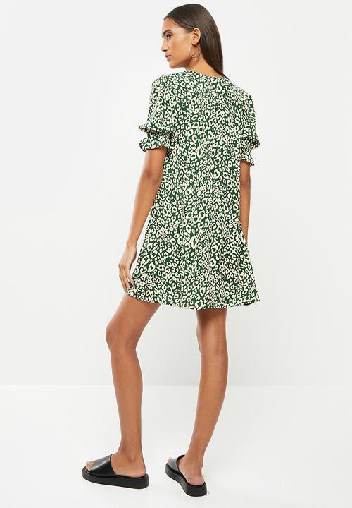 Glamorous - Animal print dress - dark green/beige