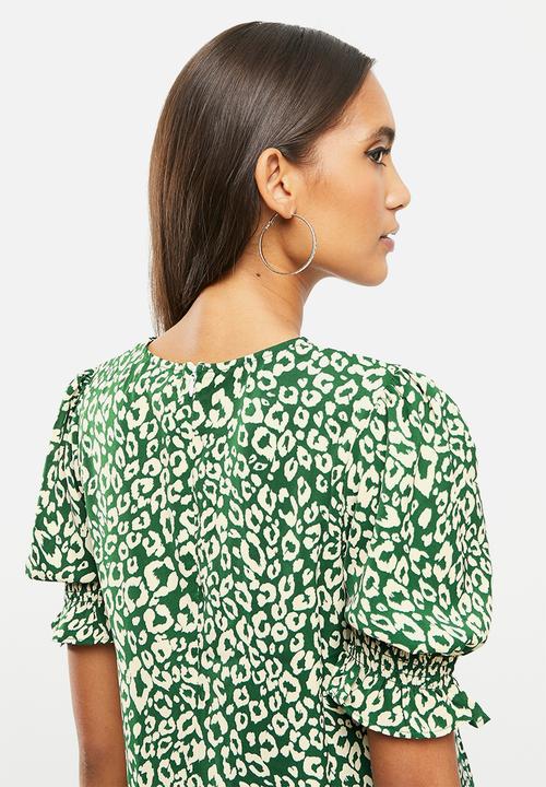 Glamorous - Animal print dress - dark green/beige