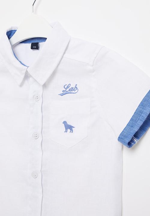 LAB - Logo shirt - white & blue