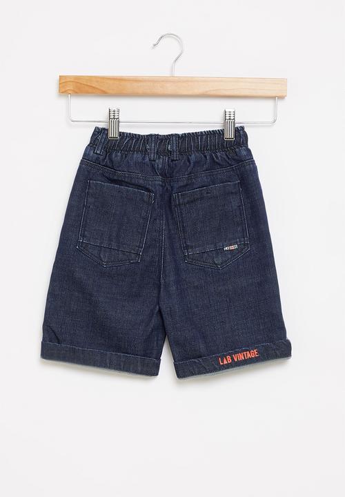 LAB - Logo denim shorts blue