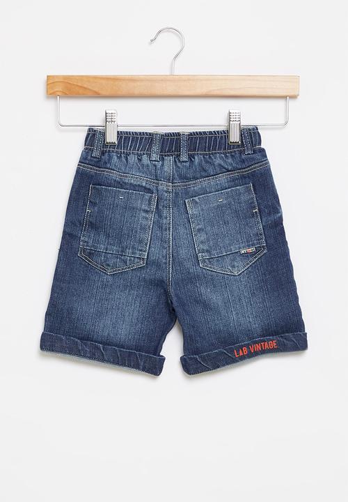 LAB - Logo denim shorts - blue