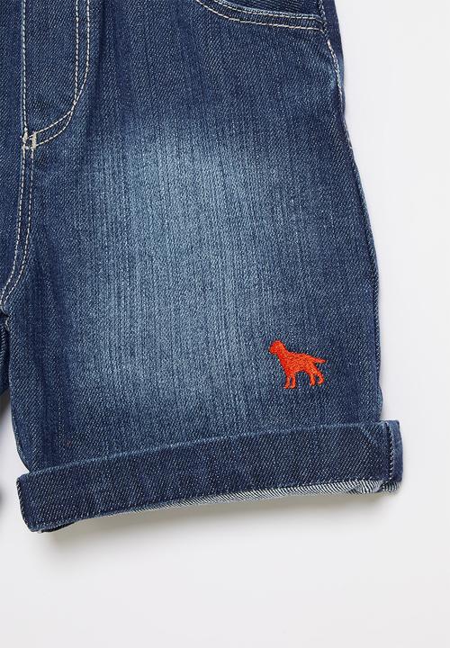 LAB - Logo denim shorts - blue