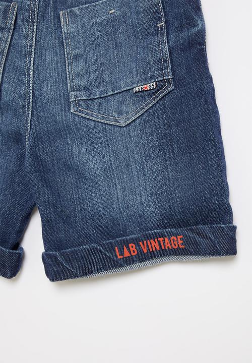 LAB - Logo denim shorts - blue