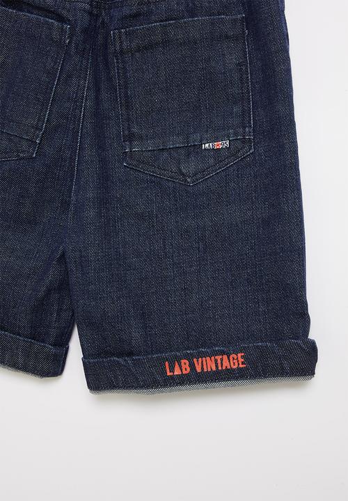 LAB - Logo denim shorts blue