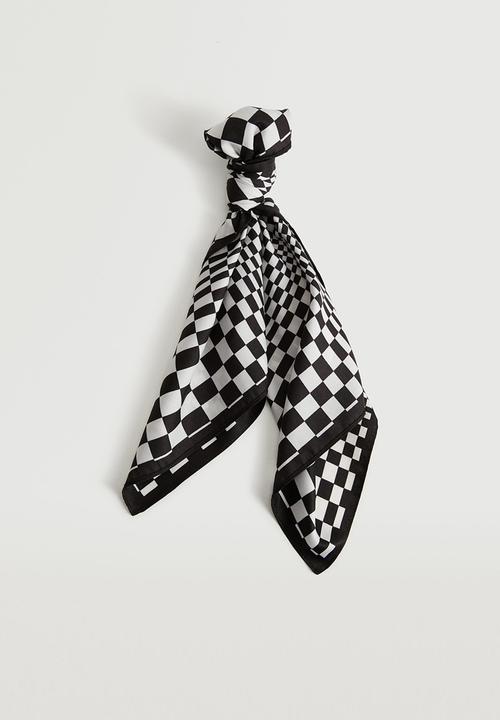 MANGO - Check printed scarf - black