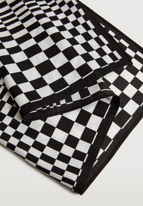 MANGO - Check printed scarf - black