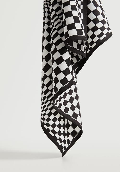 MANGO - Check printed scarf - black