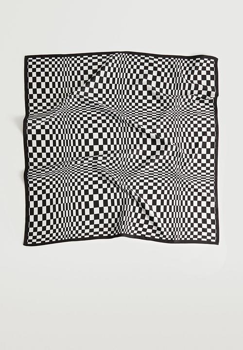 MANGO - Check printed scarf - black