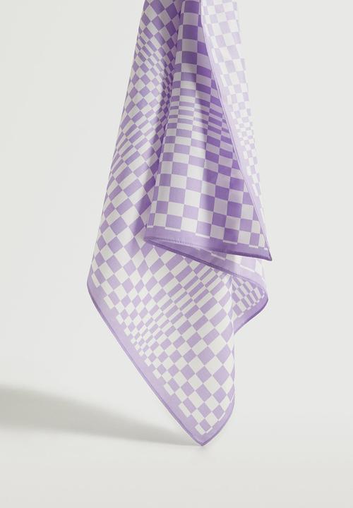 MANGO - Check printed scarf - purple