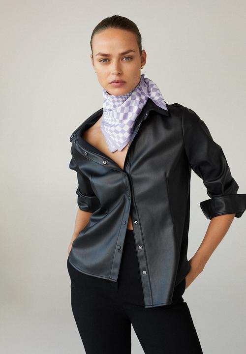 MANGO - Check printed scarf - purple