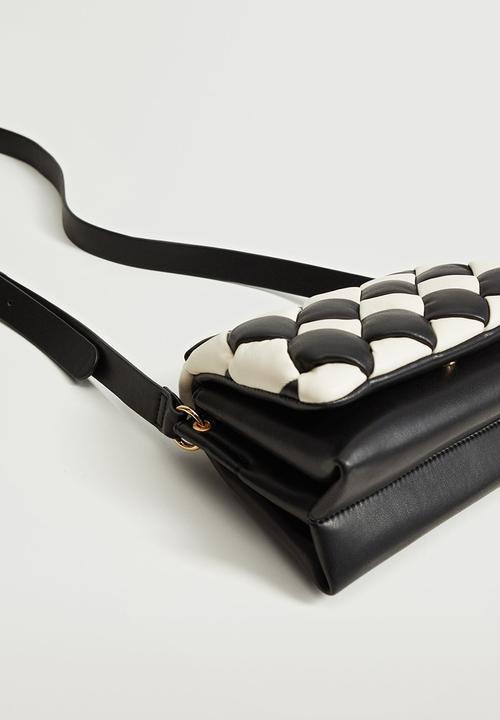 MANGO - Bicolor quilted bag - black