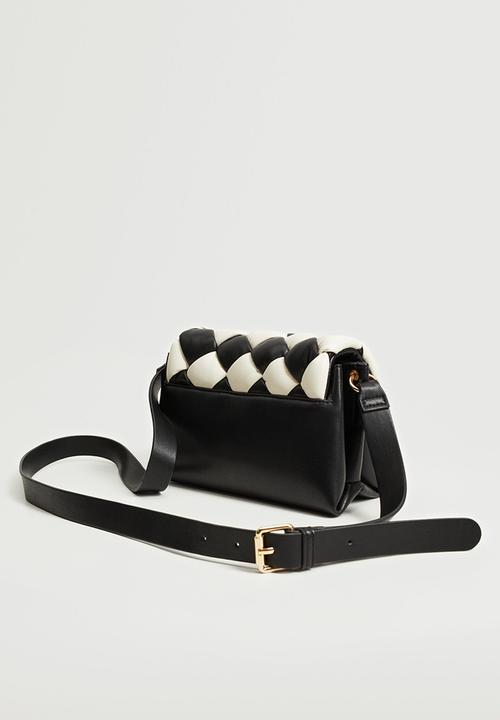 MANGO - Bicolor quilted bag - black