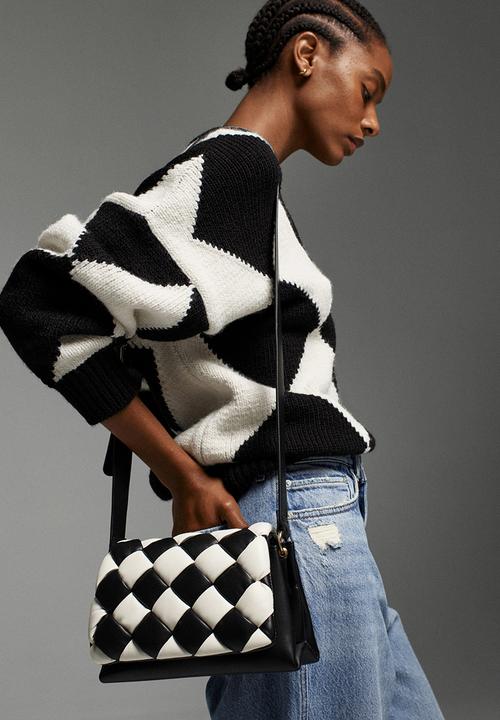 MANGO - Bicolor quilted bag - black