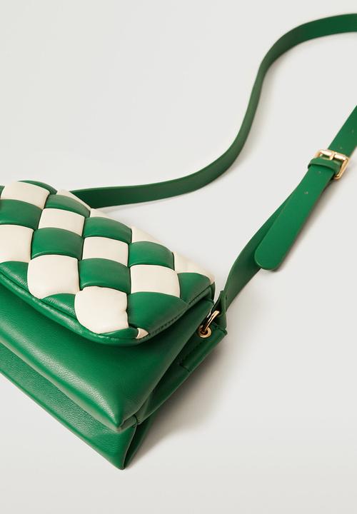 MANGO - Bicolor quilted bag - green