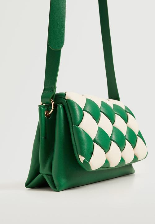 MANGO - Bicolor quilted bag - green