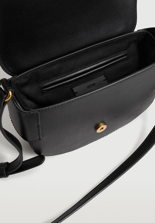 MANGO - Buckle leather bag - black