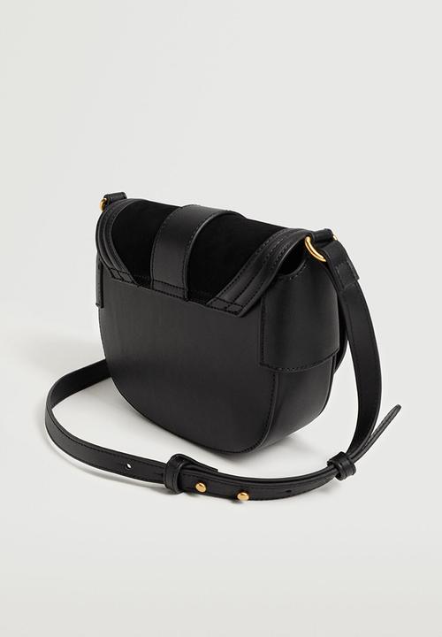 MANGO - Buckle leather bag - black