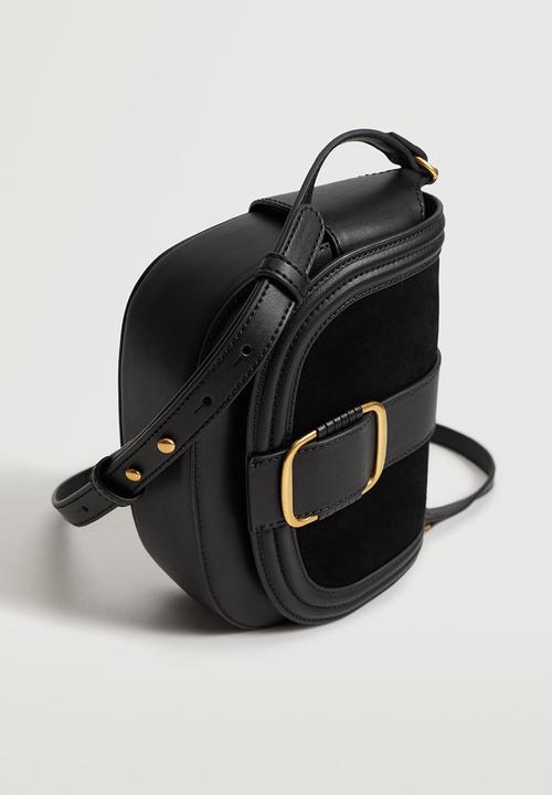 MANGO - Buckle leather bag - black