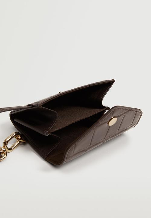 MANGO - Croc-effect wallet - chocolate