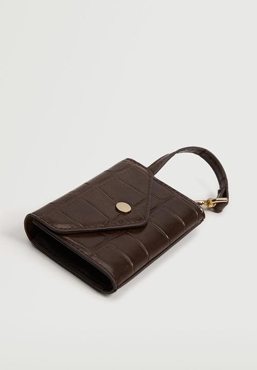 MANGO - Croc-effect wallet - chocolate