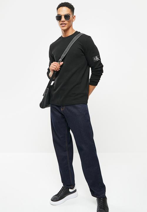 Calvin Klein - Monogram badge waffle long sleeve tee - black