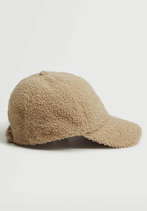MANGO - Teddy fur cap - ecru