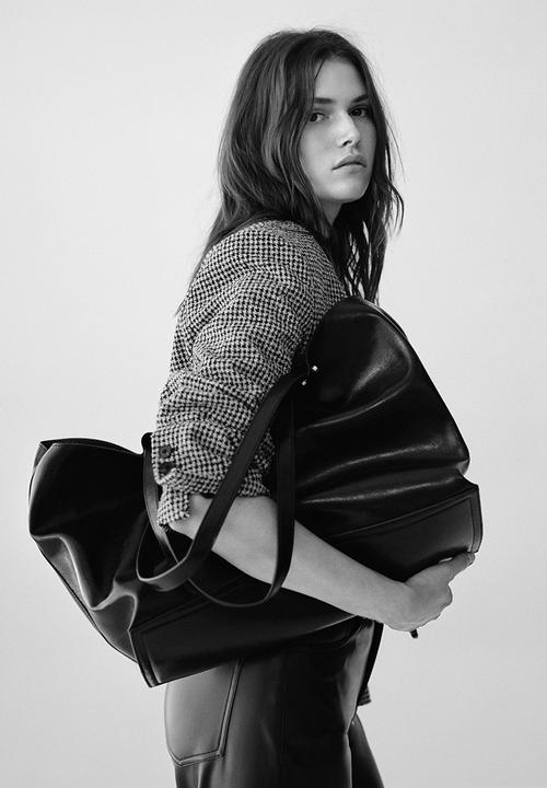 MANGO - Leather-effect shopper bag - black