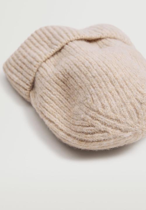 MANGO - Ribbed knit beanie - stone