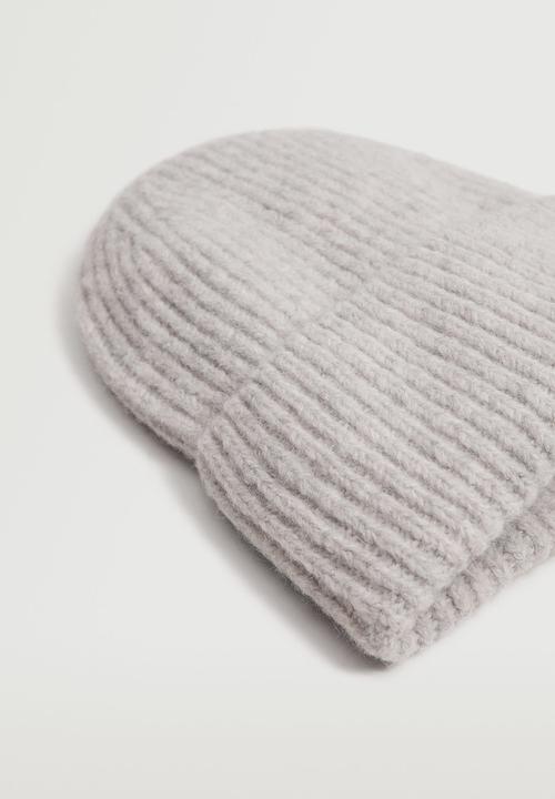 MANGO - Ribbed knit beanie - light grey