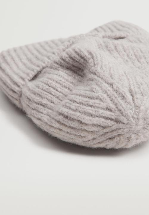 MANGO - Ribbed knit beanie - light grey