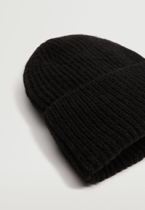 MANGO - Ribbed knit beanie - black