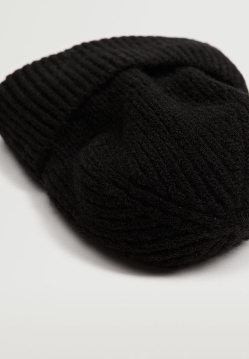 MANGO - Ribbed knit beanie - black