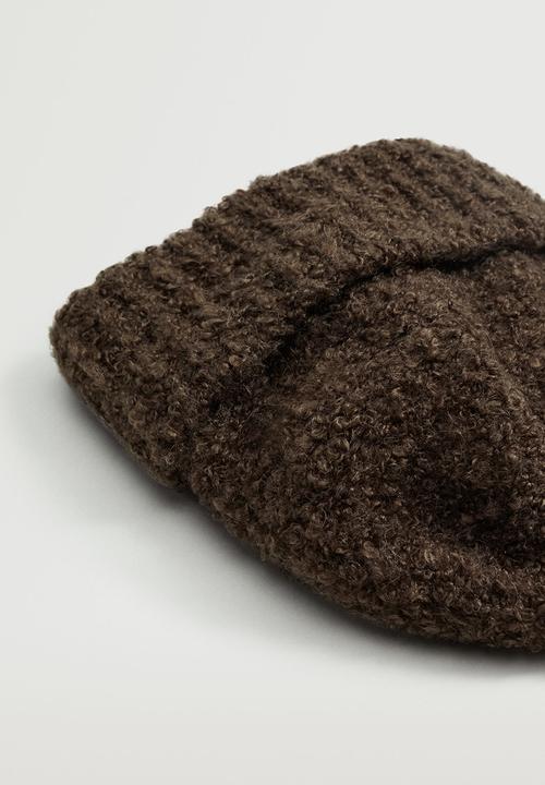 MANGO - Texture hat - chocolate