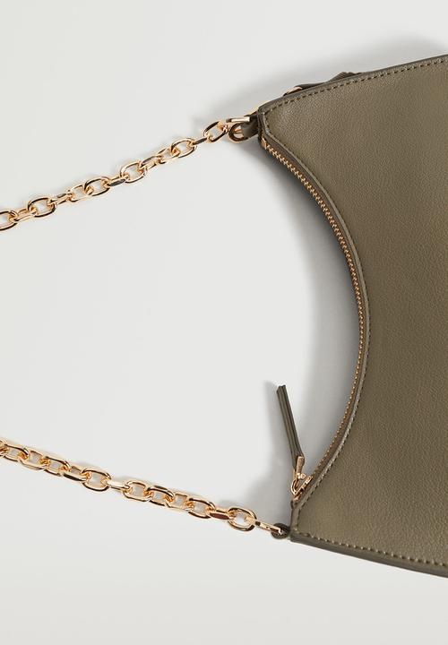 MANGO - Crossbody bag with chain - khaki