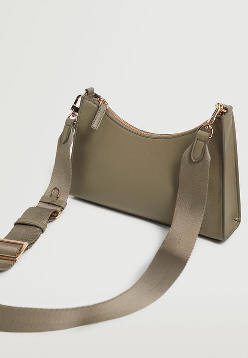 MANGO - Crossbody bag with chain - khaki